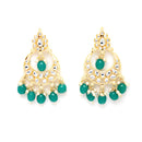 Teal Blue Gold-Plated Kundan Studded Jewelry Set