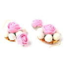 Gold-Plated Pink & White Pearl Gota Patti Flower Jewellery Set Combo ( Haldi, Mehndi, Bridal Shower )