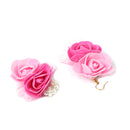 Pink & White Gold-Plated Pearl Gota Patti Flower Jewellery Set Combo