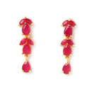 Stylish Temple Gold-Plated Red American Diamond-Studded Jewellery Set