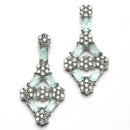 Rhodium-Plated Sea Green American Diamond Studded Necklace With Earrings Jewellery Set