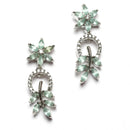 Rhodium-Plated American Diamond Studded Leaf & Circular Shaped Necklace With Earrings Set