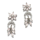 Rhodium-Plated American Diamond Studded Leaf & Circular Shaped Necklace With Earrings Set