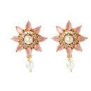 Multi-String Gold-Plated Pink & White Kundan Studded & Beaded Floral Shaped Choker Jewellery Set