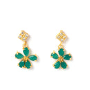 Floral Shaped Gold-Plated Green American Diamond Studded Necklace Set with Earrings
