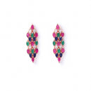 Pink Blue Green & White Rose Gold-Plated American Diamond-Studded Handcrafted Jewellery Set