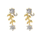 Leaf & Flower Shaped Gold-Plated with Silver-Tone & White American Diamond Studded Handcrafted Jewellery Set