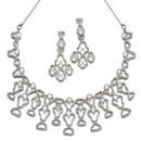 Rhodium-Plated Grey American Diamond Studded Quirky Design Necklace with Earrings Jewellery Set