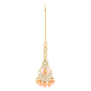 Traditional Gold Plated Kundan Studded & Orange Drop Pearl Maangtikka