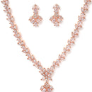 Rose Gold-Plated & White American Diamond Studded Floral Shaped Jewellery Set