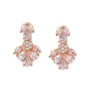 Rose Gold-Plated & White American Diamond Studded Floral Shaped Jewellery Set
