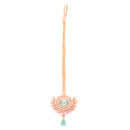 Maang Tikka for Women Beautiful AD Studded Rose Gold Plated Crystal Maang Tikka for Women