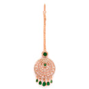 Maang Tikka for Women Beautiful American Diamond Studded Rose Gold Plated Crystal Maang Tikka for Women and Girls