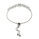 Rhodium Plated Silver Toned White Floral Shaped American Diamond Studded  Bracelet