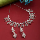 Rhodium-Plated White American Diamond Studded Tempted Necklace & Earrings Jewellery Set