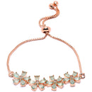 Rose Gold-Plated Floral Shaped Sea Green American Diamond Studded Bracelet