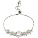 Rhodium-Plated Silver Toned  Heart Shaped White American Diamond studded Bracelet