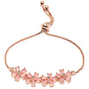 Rose Gold-Plated Pink Floral Shaped American Diamond Studded  Bracelet