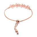 Rose Gold-Plated Pink Floral Shaped American Diamond Studded  Bracelet