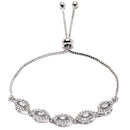 Rhodium Plated Silver Toned Leaf Shaped White American Diamond Studded Bracelet