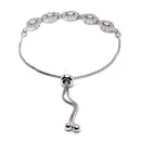 Rhodium Plated Silver Toned Leaf Shaped White American Diamond Studded Bracelet