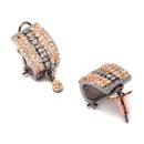 Rose Gold-Plated Gunmetal Toned White American Diamond studded Teardrop Shaped Stud Earrings