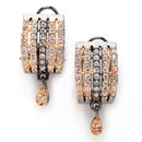 Rose Gold-Plated Gunmetal Toned White American Diamond studded Teardrop Shaped Stud Earrings