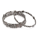 Oxidized Leaf White Cubic Zirconia Studded Combo - Necklace, Earrings, Bangles