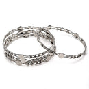 Rhodium Plated Silver Toned Leaf White Cubic Zirconia Studded Combo - Necklace, Earrings, Bangles