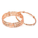 Rose Gold Plated Leaf White Cubic Zirconia Studded Combo - Necklace, Earrings, Bangles
