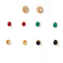Set of 5 Gold-Plated Oval Studs Earrings