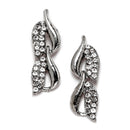 Rhodium Plated Silver Toned Leaf White Cubic Zirconia Studded Combo - Necklace, Earrings, Bangles