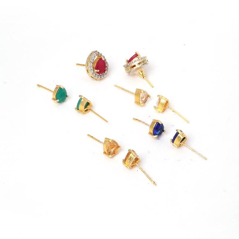 Red Sea Green Blue Yellow and White Teardrop Shaped Studs Earrings