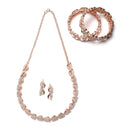 Rose Gold Plated Leaf Pink & Sea Green Cubic Zirconia Studded Combo - Necklace, Earrings, Bangles