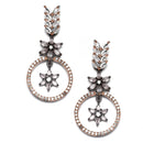 Rose Gold-Plated Gunmetal Toned Pink American Diamond Studded Star & Leaf Shaped Jewellery Set