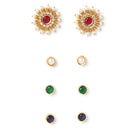 Set of 4 Gold-Toned Contemporary Studs Earrings