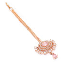 Beautiful Studded Rose Gold Plated Crystal Maang Tikka for Women