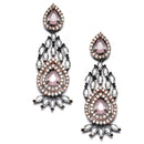 Rose Gold-Plated Gunmetal Toned Pink American Diamond Studded Traditional Touch Necklace & Earrings Jewellery Set