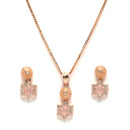 Rose Gold-Plated White American Diamond studded Star Shaped Jewellery Set