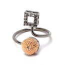 Rose Gold-Plated Gunmetal Toned White American Diamond studded Square Shaped Jewellery Set