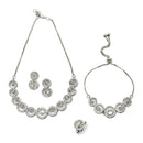 Rhodium-Plated Silver Toned White American Diamond studded Circular Shaped Jewellery Set