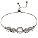 Rhodium-Plated Silver Toned Round Shaped White American Diamond studded  Bracelet
