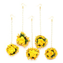 Gold Plated Floral Yellow And Green Gotta Patti Maang Tikka (Mehandi,Haldi,Bridal,Baby Shower)