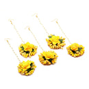 Gold Plated Floral Yellow And Green Gotta Patti Maang Tikka (Mehandi,Haldi,Bridal,Baby Shower)