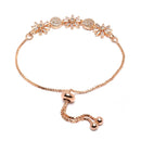 Rose Gold-Plated Flower & Round Shaped White American Diamond studded Bracelet