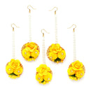 Gold Plated Floral Yellow Gotta Patti Maang Tikka  (Mehandi,Haldi,Bridal,Baby Shower)