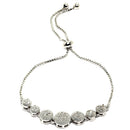 Rhodium-Plated Silver Toned  Round Shaped White American Diamond studded Bracelet