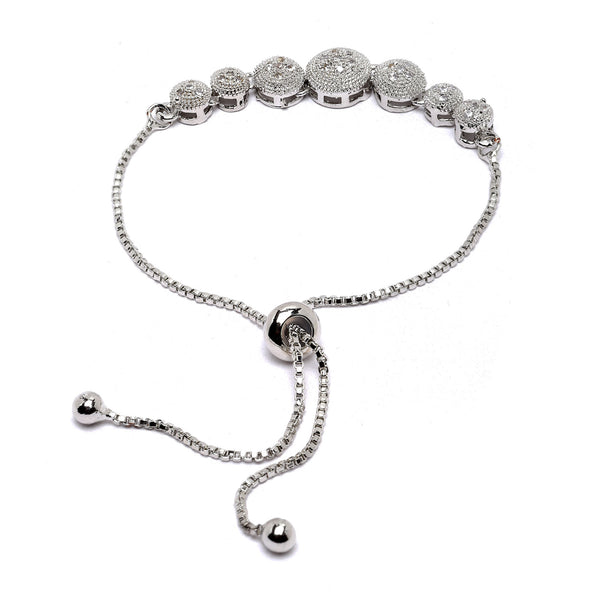 Rhodium-Plated Silver Toned  Round Shaped White American Diamond studded Bracelet