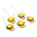 Gold Plated Floral Yellow And Golden Gotta Patti Maang Tikka  (Mehandi,Haldi,Bridal,Baby Shower)
