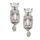 Rhodium-Plated Pink American Diamonds Studded Cubical Necklace & Earrings Jewellery Set